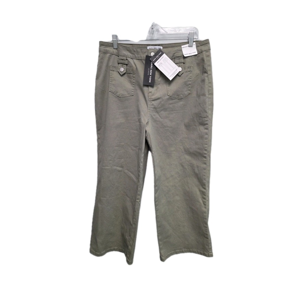 Marc New York Jeans Stretch Wide‎ Leg Crop Pants Army Green Women's Sz 16 NWT